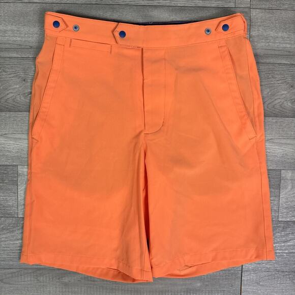 B Draddy Flat Front Stretch Lightweight Golf Shorts Orange sz S - Picture 1 of 6